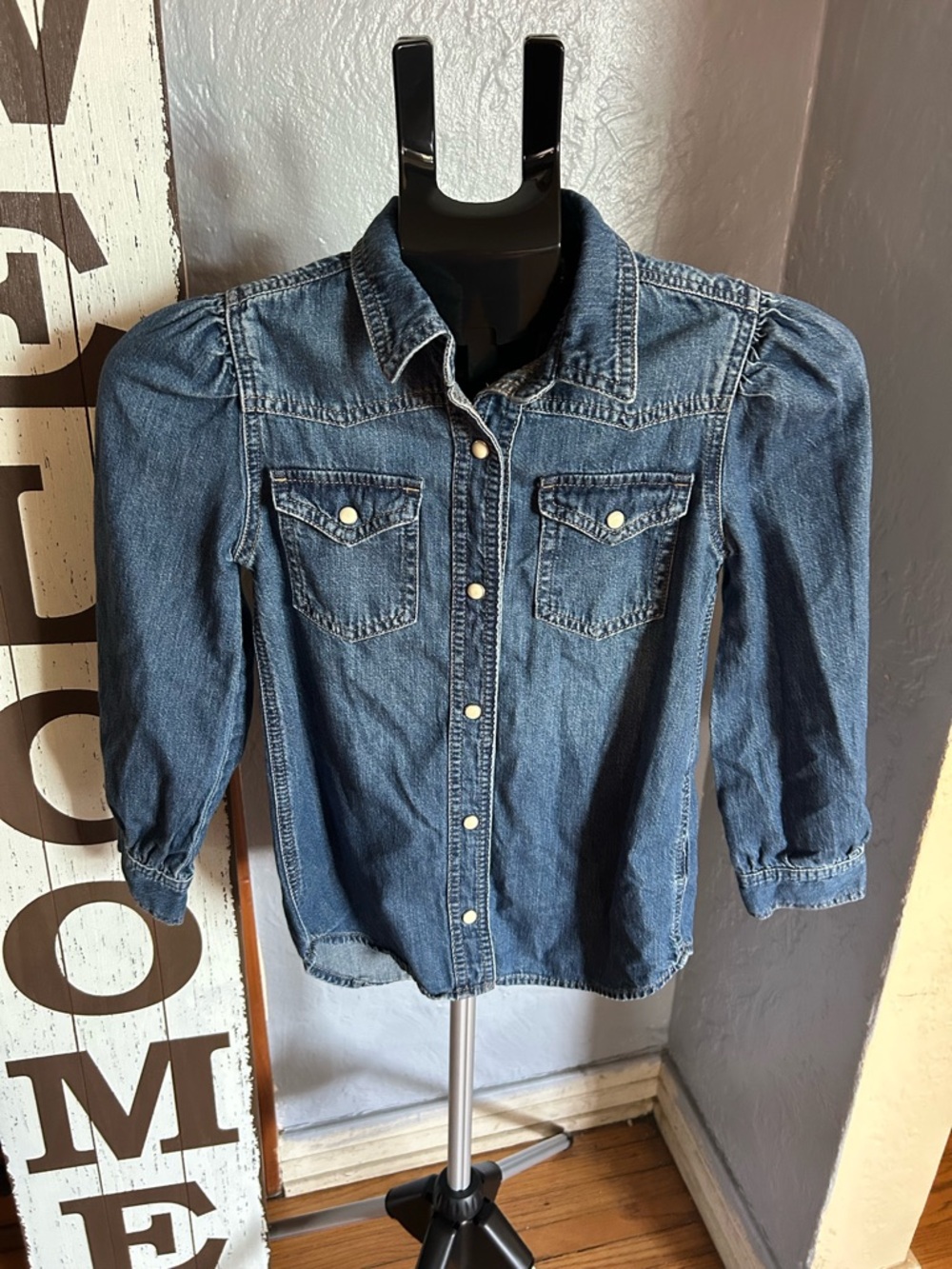 GAP Kids Denim Button-Front Shirt - Blue